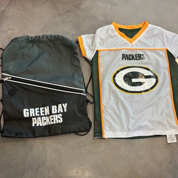 NFL Greenbay Packers Football Jersey drawstring backpack boys Youth Small bundle - Picture 1 of 6